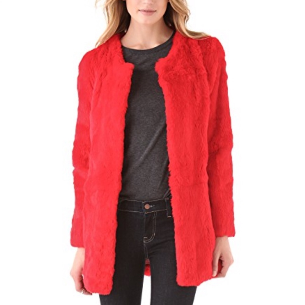 Elizabeth and James Rabbit Fur Coat. Size 2